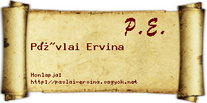 Pávlai Ervina névjegykártya